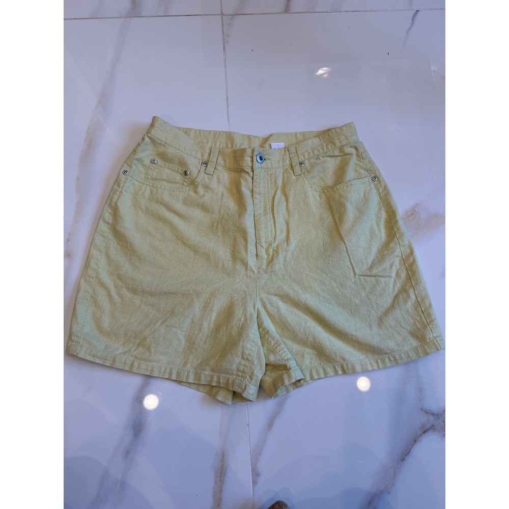 Liz Claiborne Lizwear Vintage Lime Green Linen Cotton High Waisted Short Size 12